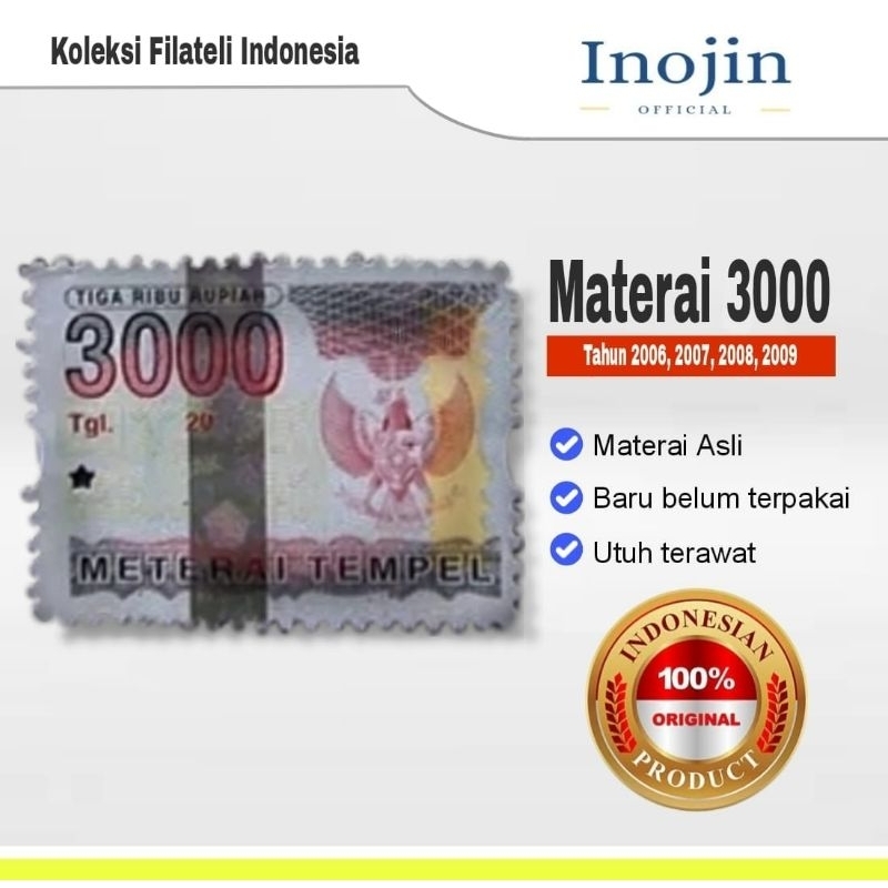 

Materai 3000 Tahun 2006 2007 2008 2009 Perangko Matrai Tempel Asli Original Pos