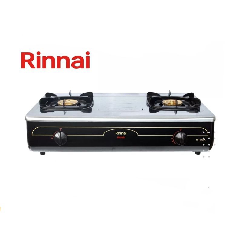 kompor rinnai RI 712A api besar api lilin buka tutup stainless grande series kompor 2 tungku rinnai 