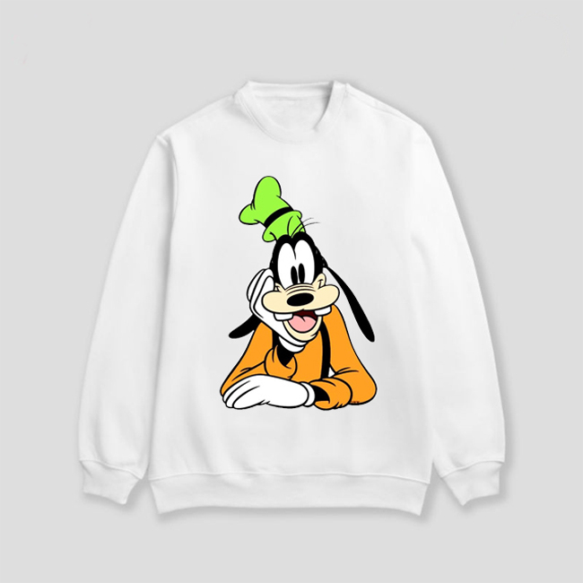 Sweater Goofy Crewneck White Sweeatshirt Bahan Katun