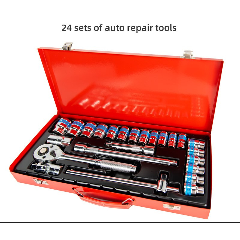 24 Pcs / Set Kunci Shock Socket Wrench Car Repair Tools, kunci soket