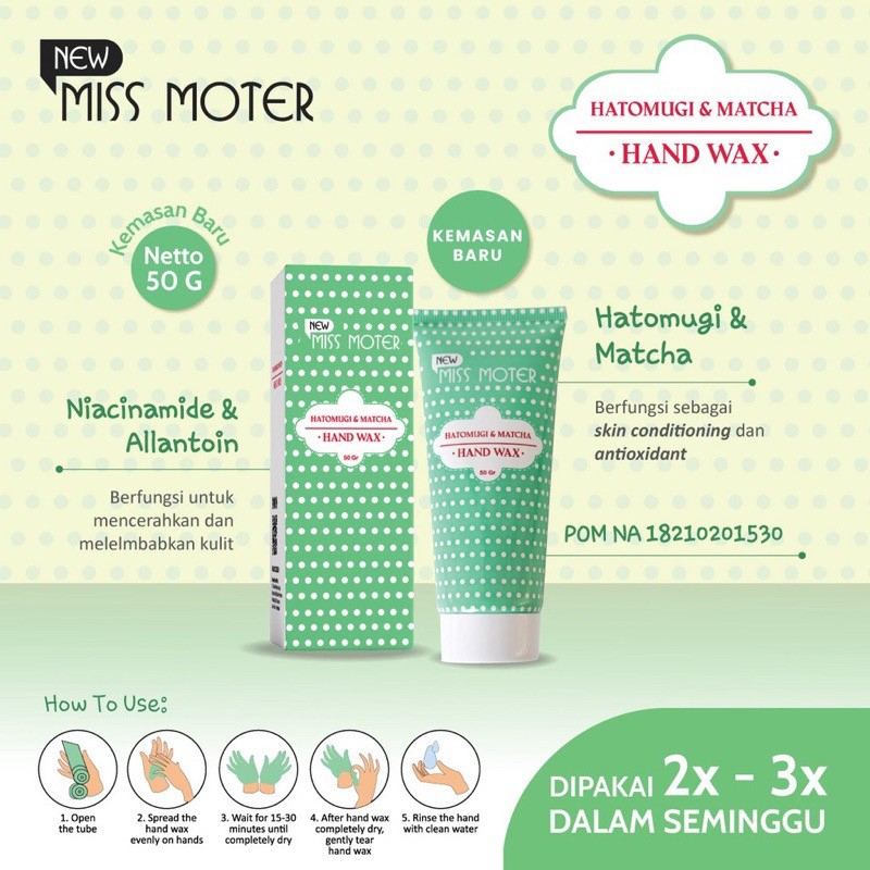 MISS MOTER HATOMUGI &amp; MATCHA HAND WAX 50GR