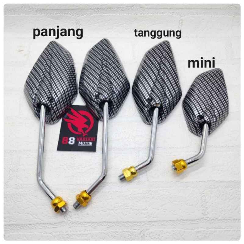 Spion Yamaha Jupiter Karbon Panjang - Tanggung - Mini / Spion Variasi Karbon Yamaha Jupiter Mio Fino Aerox Nmax Lexi Vixion Vega