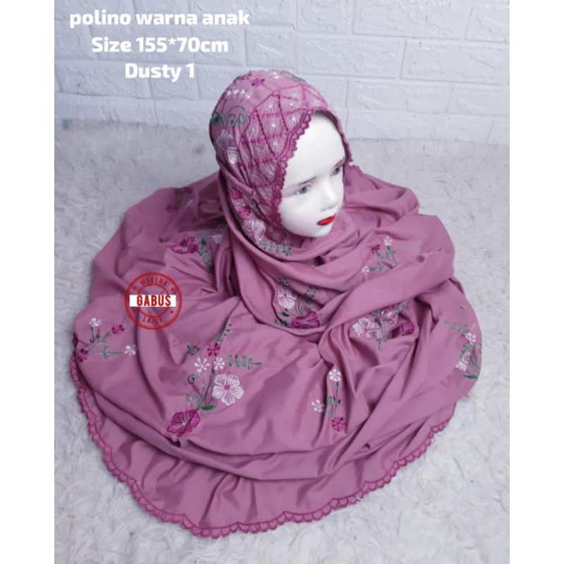 Mukena terusan anak polino warna bordir cantik