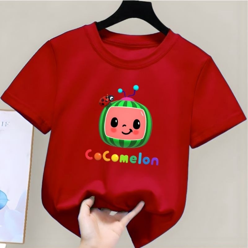 Dunia.Oblong Kaos Anak Unisex Cowok/Cewek Gambar Coco Melon Baju Oblong Anak Perempuan Kaos Distro Anak Laki Laki Usia 2 Sampai 10 Tahun Baju Anak Anak