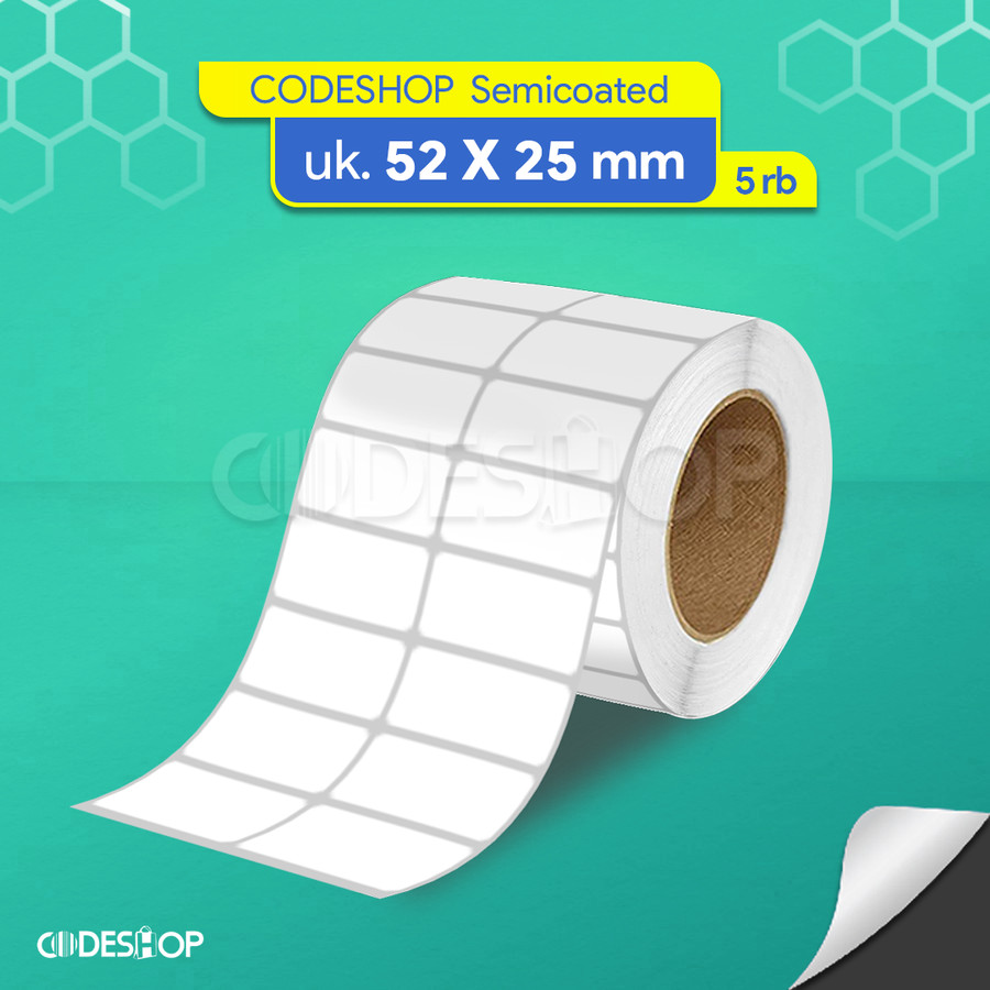 

Codeshop Stiker Label Core 3" 52 x 25 mm 2 Line Semicoated 5000 Pcs