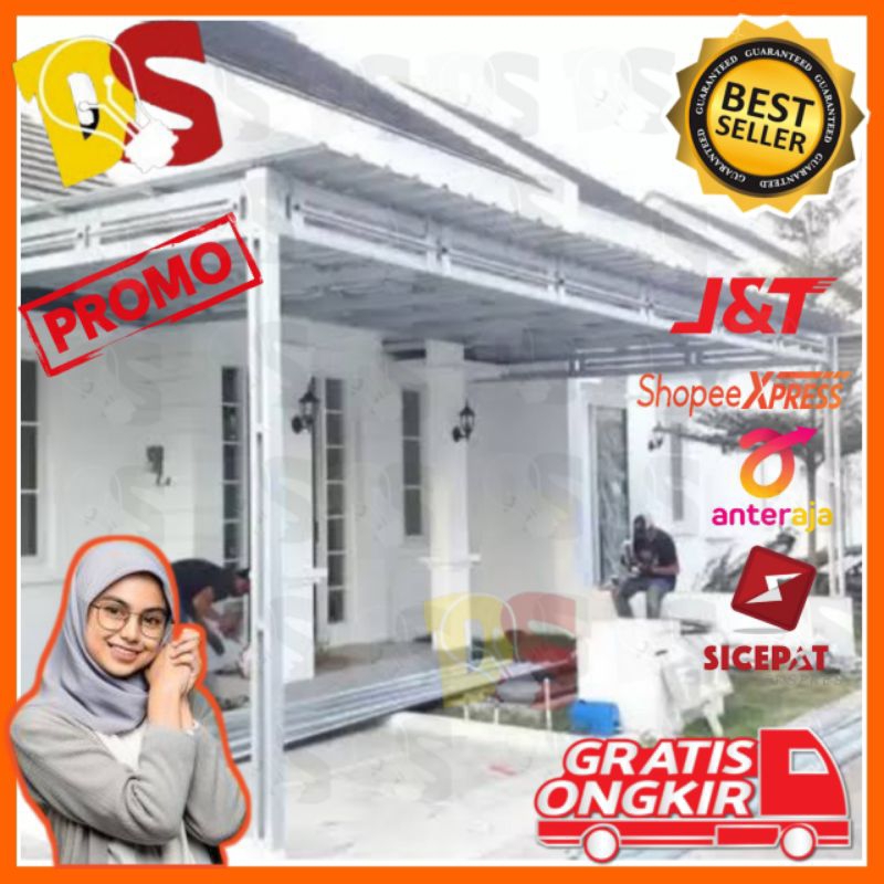 Pasang kanopi baja ringan atap spandek modern malang