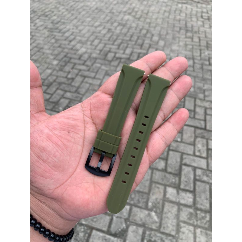 Strap tali jam tangan silicon mutu terjamin hijau 20mm lembut lentur