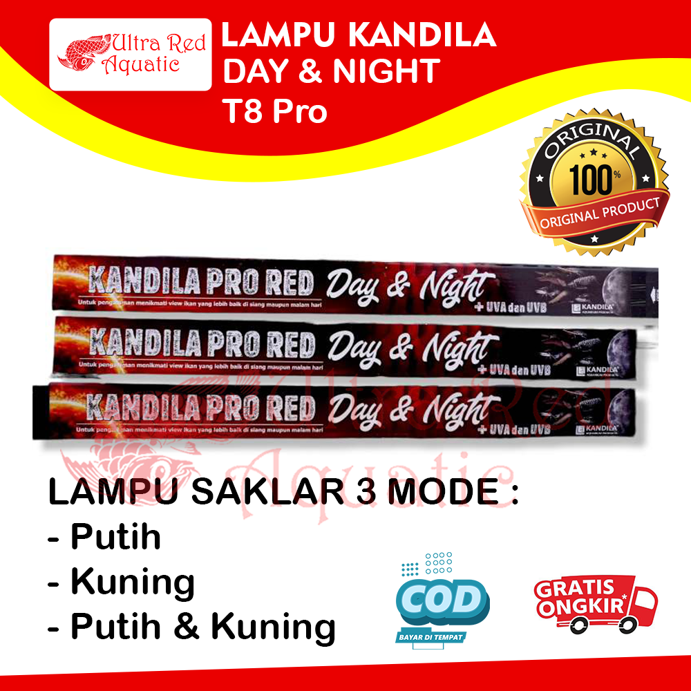 Lampu LED Celup Aquarium Kandila Pro Red Day&amp;Night Arwana 400-1200