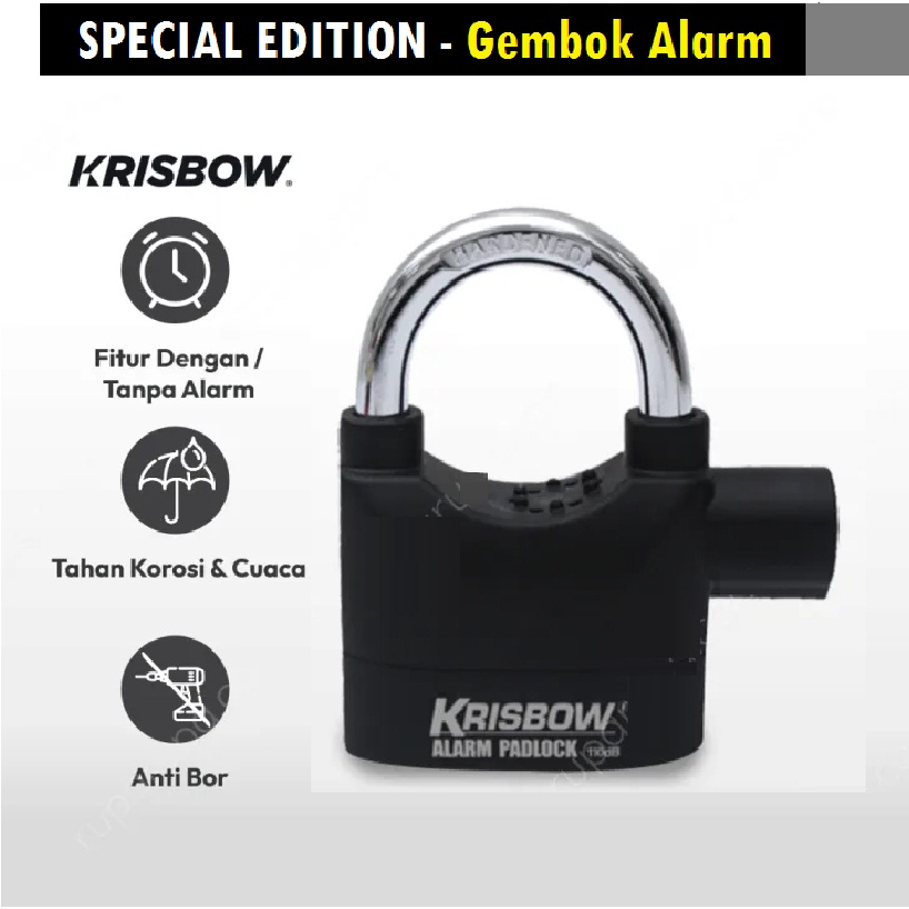KRISBOW GEMBOK alarm  kunci rumah gantungan kunci Pagar besi kunci pintu Gembok motor alarm