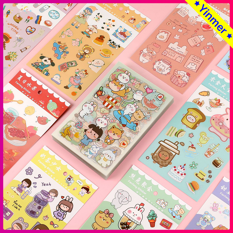 

COD✨ 6 Lember Lucu Kartun Food Stickers Pet Diy Diary Sticker Jurnal Bujo Planner Deco Anak Fashion Stiker -Yinmer