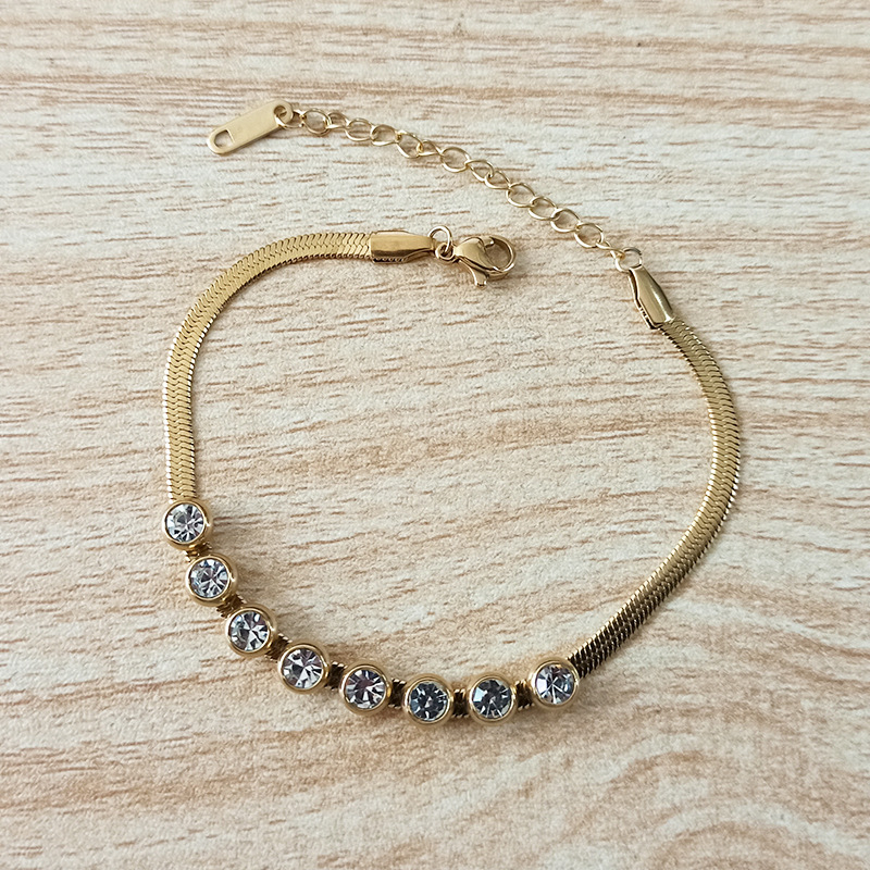 Gelang gepeng zirco putih boba titanium import anti karat harga grosir bisa cod