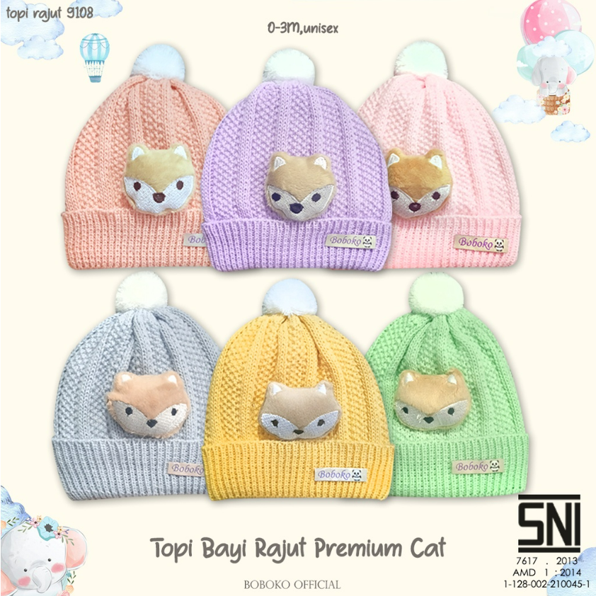 Boboko Topi Rajut Pom Fox Unisex CBKS