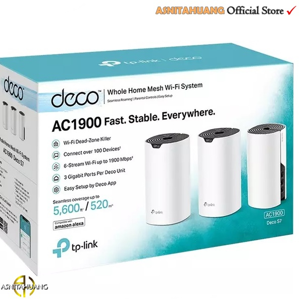 TP-LINK Whole Home Mesh Wi-Fi System Deco S7 AC1900 1pack/2pack/3pack - 3 Pack