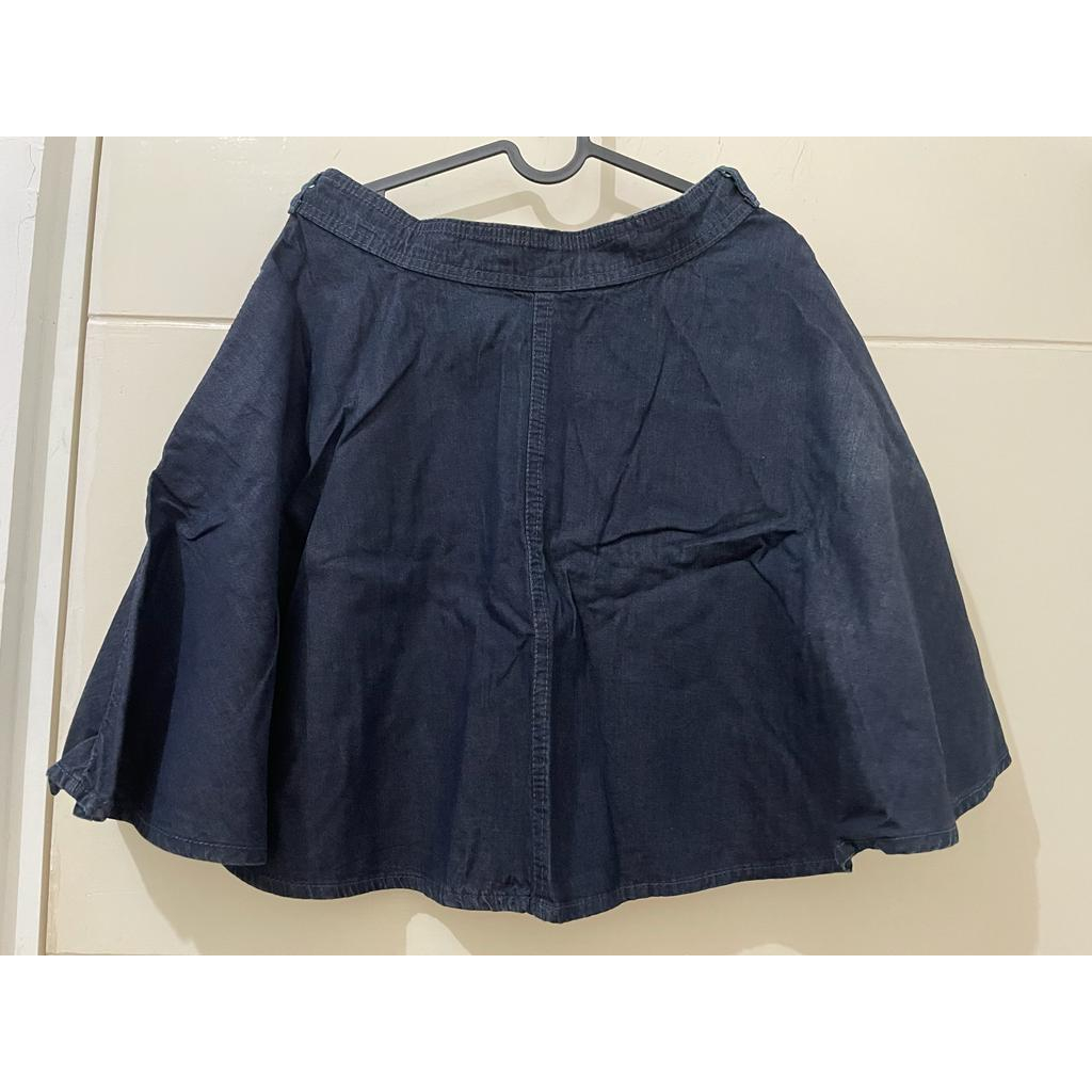 PRELOVED DUAL JEANS MINI SKIRT / ROK PENDEK DENIM NAVY / ROK MINI JEANS BIRU