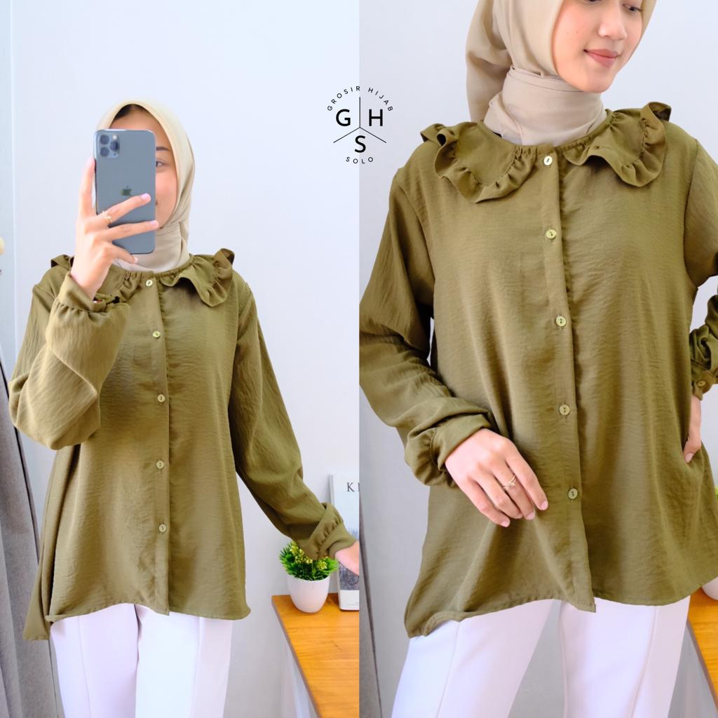 YASIKA KEMEJA FULL KANCING ATASAN BLOUSE WANITA CRINCLE AIRFLOW PREMIUM (RPA)