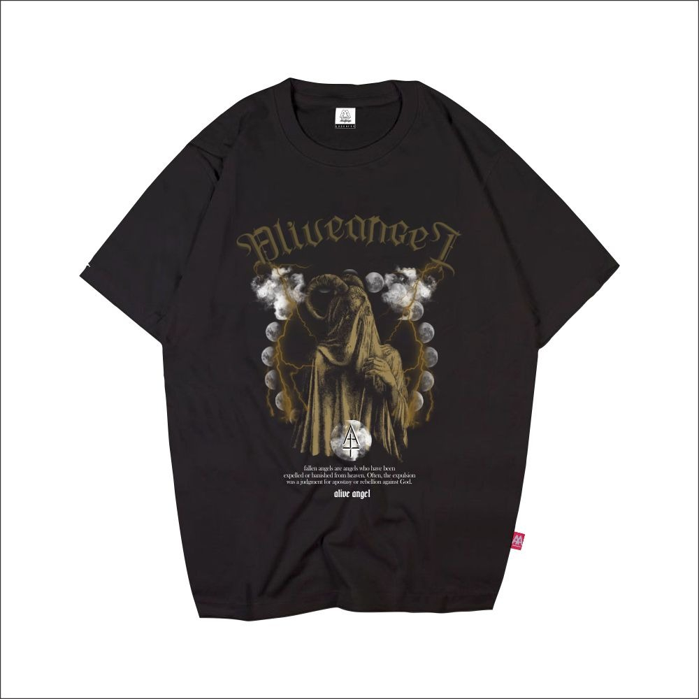 KAOS DISTRO Cowok Cewek LUCIFER Hitam Bandung Free Sticker / TSHIRT STREETWEAR / ALIVE ANGEL / BAPHO