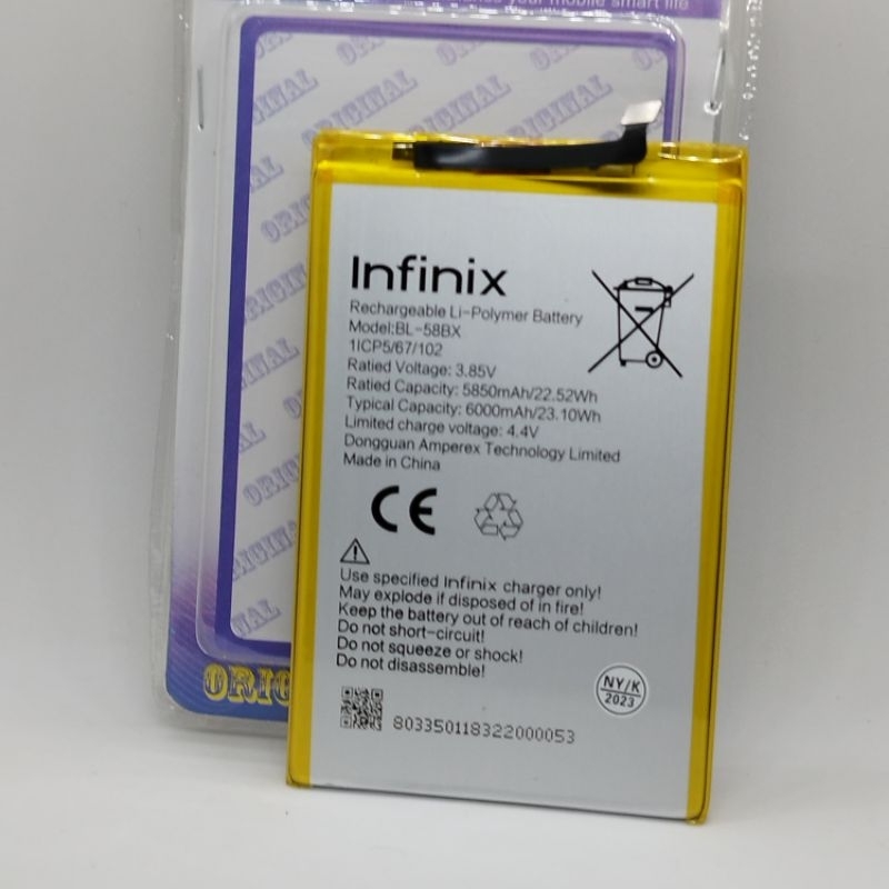 BATRE INFINIX HOT 9 PLAY/BATERAI BATTERY INFINIX BL-58BX HOT 11 PLAY / 10 PLAY/12 PLAY BL58BX 6000MA