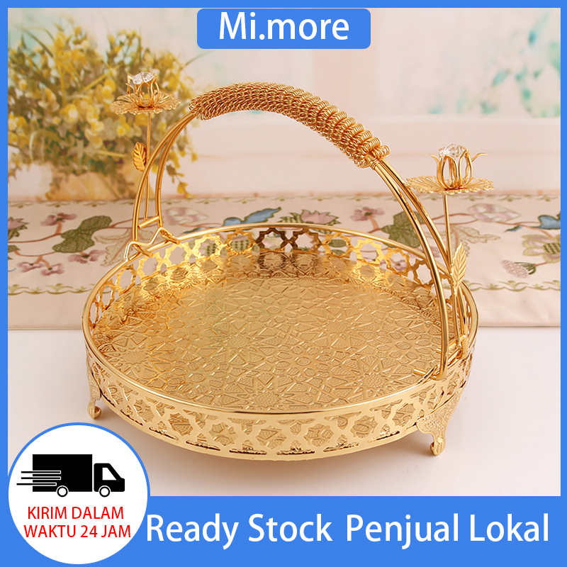 Mi.more Emas Nampan Diameter 26CM Snack Basket Bulat/ Golden Serving Tray / Cupcake Tray Dessert Tray / Dekorasi Home