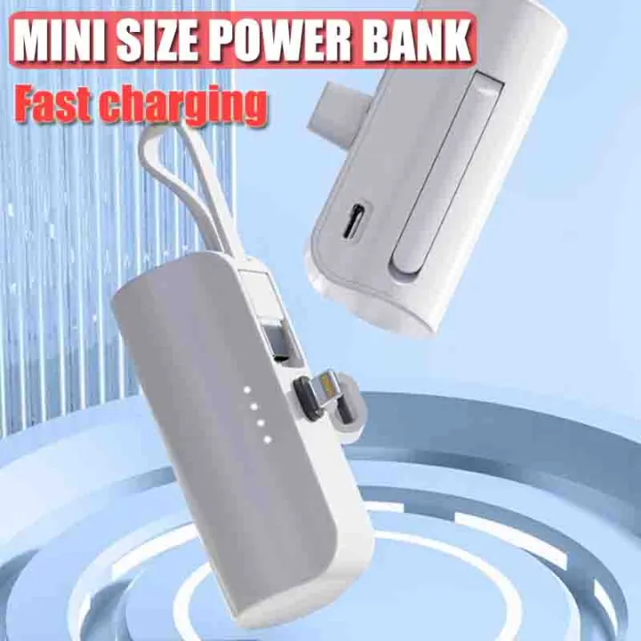 Mini Powerbank Capsul Portable 5000mAh USB Ganda - Lightning &amp; Type C