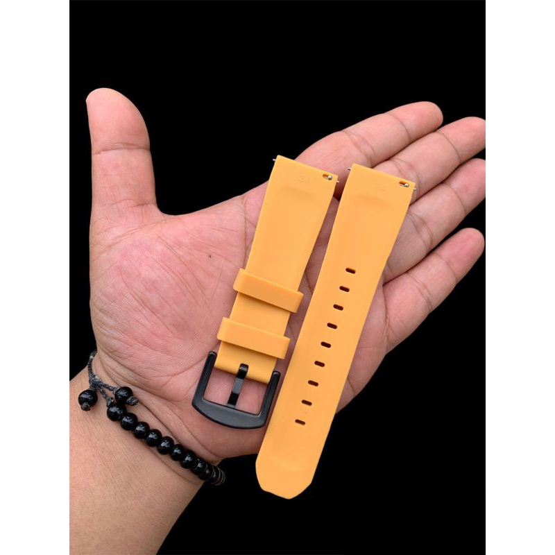 Strap Tali jam tangan silicon kuning lentur lembut alexandre Christie 24mm