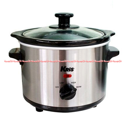 Kris Slow Cooker 3.5Liter Warna Silver Model Oval Pemasak lambat Masak MPASI Memiliki Tombol Dapat Digunakan Mengatur Suhucrock Pot Krischer 3.5 L