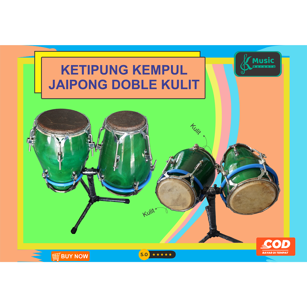 Kempul Kendang Jaipong Dobel Kulit Atas Bawah Stand Kolong Aselole Ring V5