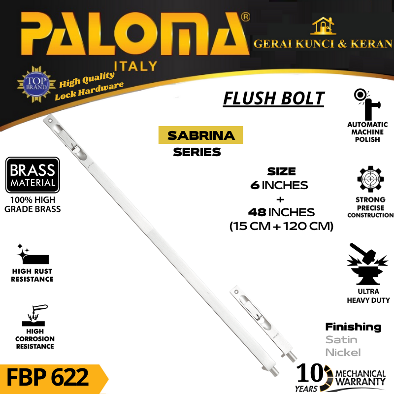 PALOMA FBP 622 Flush Bolt SABRINA 6&quot;+48&quot; Grendel Tanam Slot Pintu