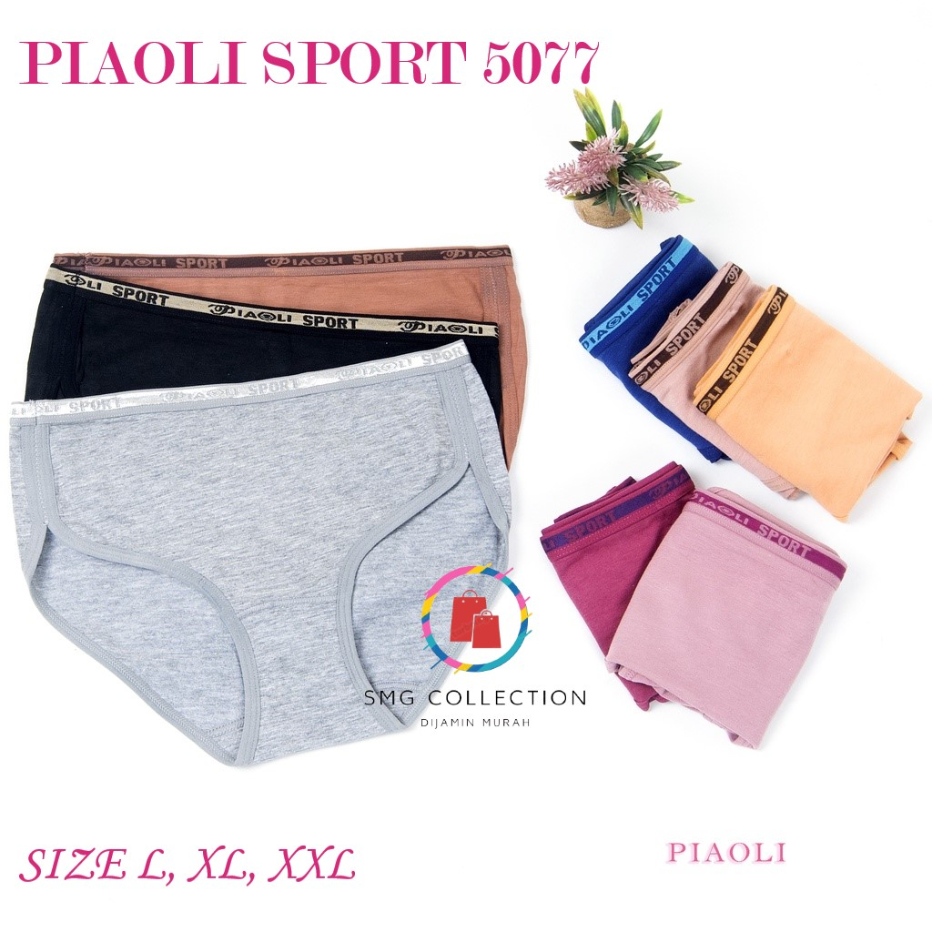 3 Pcs| CD Piaoli Sport Art 5077| Celana Dalam Wanita Remaja Dewasa Lusinan Katun Sexy Adem Lembut Mu