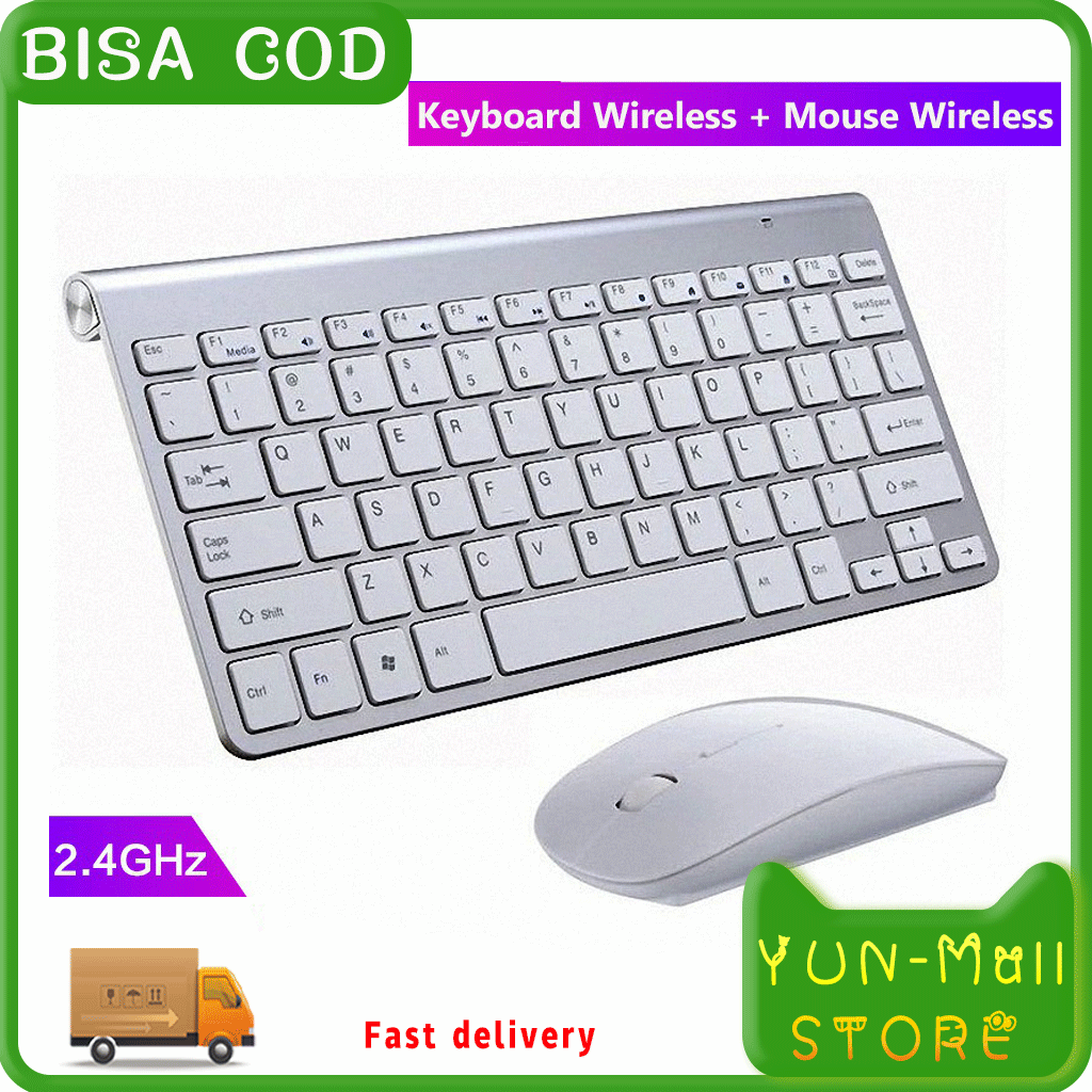 YUN Mall Keyboard Wireless and Mouse Wireless set combo wireless keyboard dan mouse set silent support All Komputer/laptop