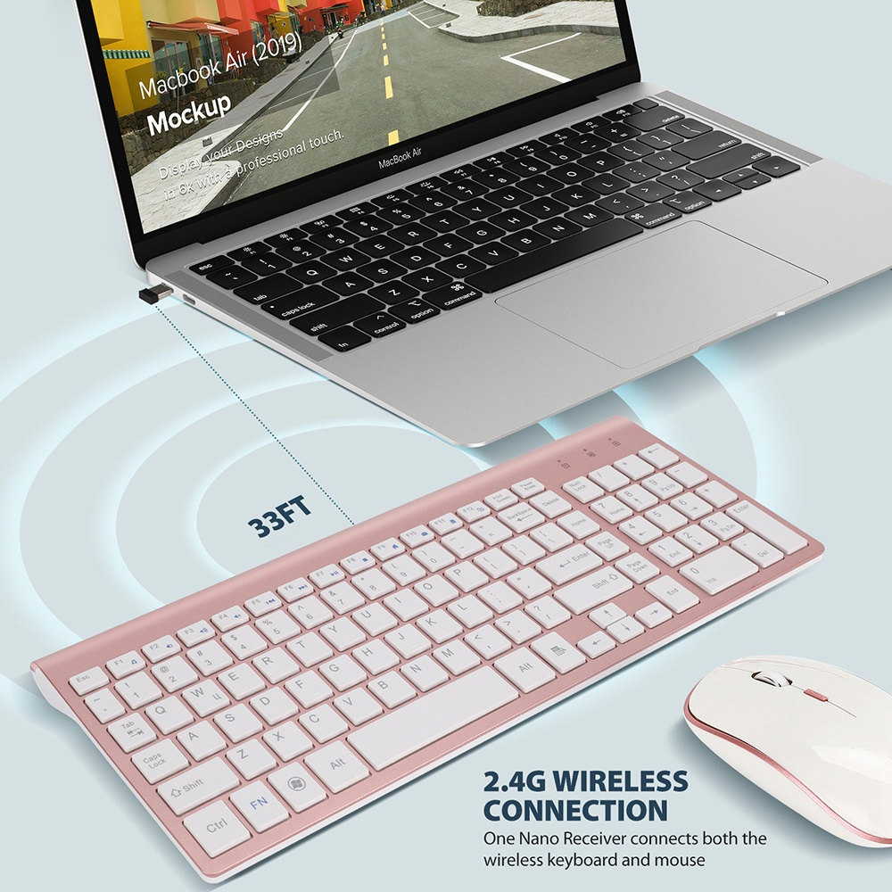 YUN Mall Keyboard Wireless and Mouse Wireless set combo wireless keyboard dan mouse set silent support All Komputer/laptop