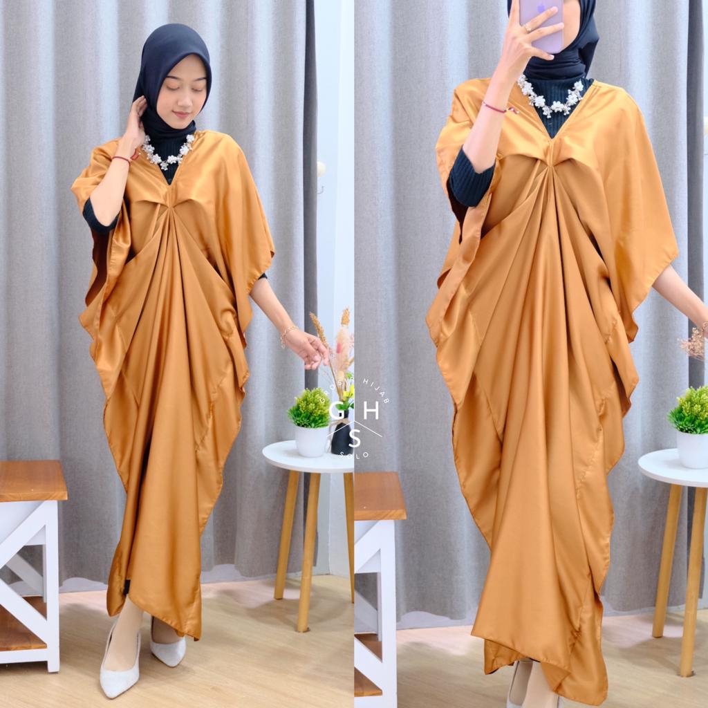 YURI GAMIS KAFTAN OVERSIZE DRESS PANJANG ATASAN WANITA SATIN SILK PREMIUM (DBY)