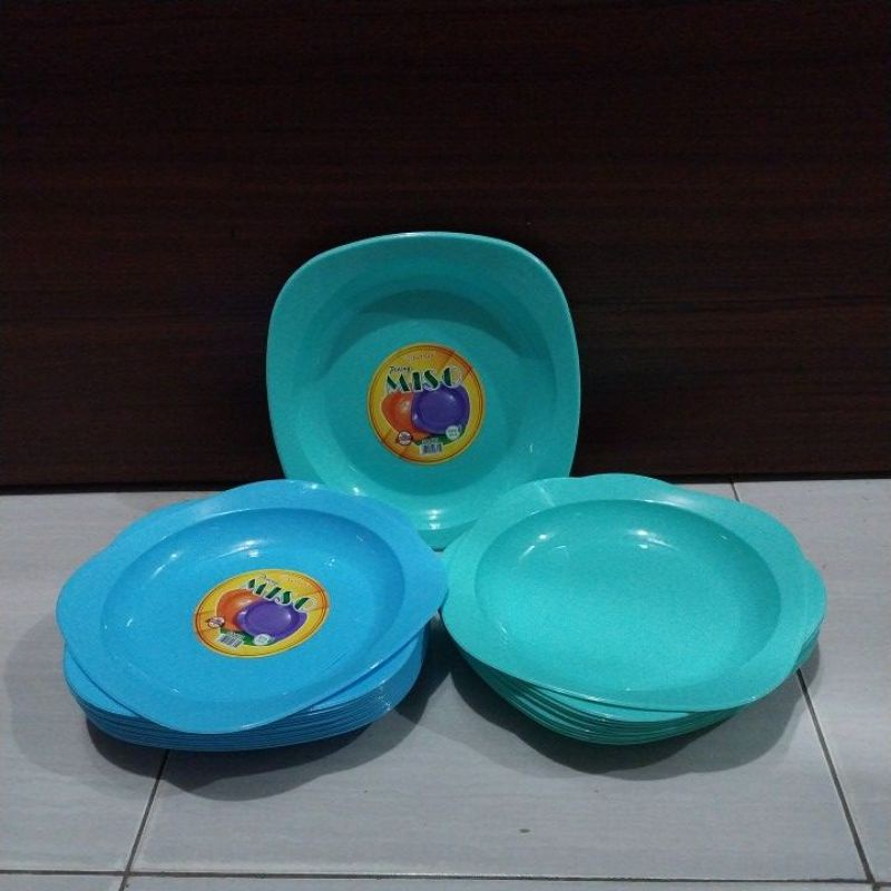 Piring Plastik MISO SOSO Tebal BPA FREE / Piring Segi 9inch