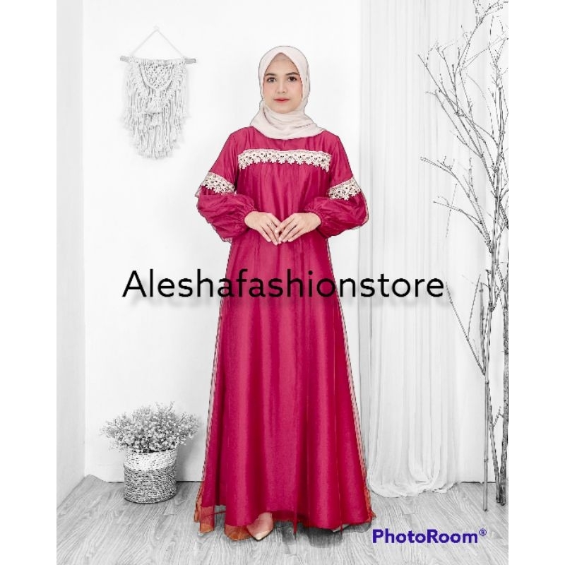 Nagya Dress size M - L - XL - XXL / Gamis renda dan tile / Gamis kondangan Dan  bridesmaid / Gamis murah 2023