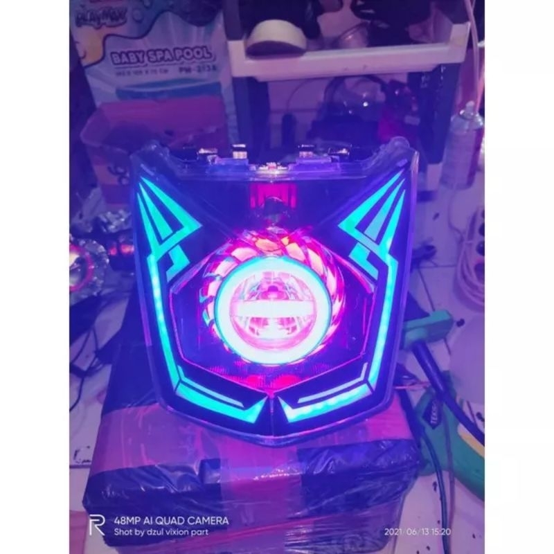 reflektor lampu depan beat fi starter kasar 2013 2014 2015 custom projie plus alis lazy 1mode