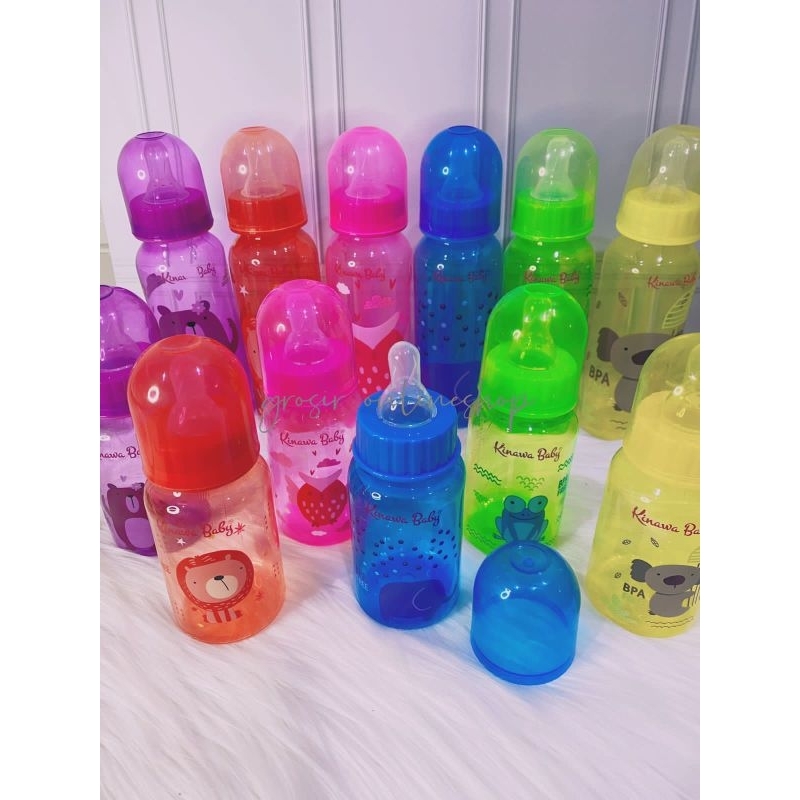 Botol Susu Kinawa Baby Gagang Karakter Bening Warna 125ml 240ml