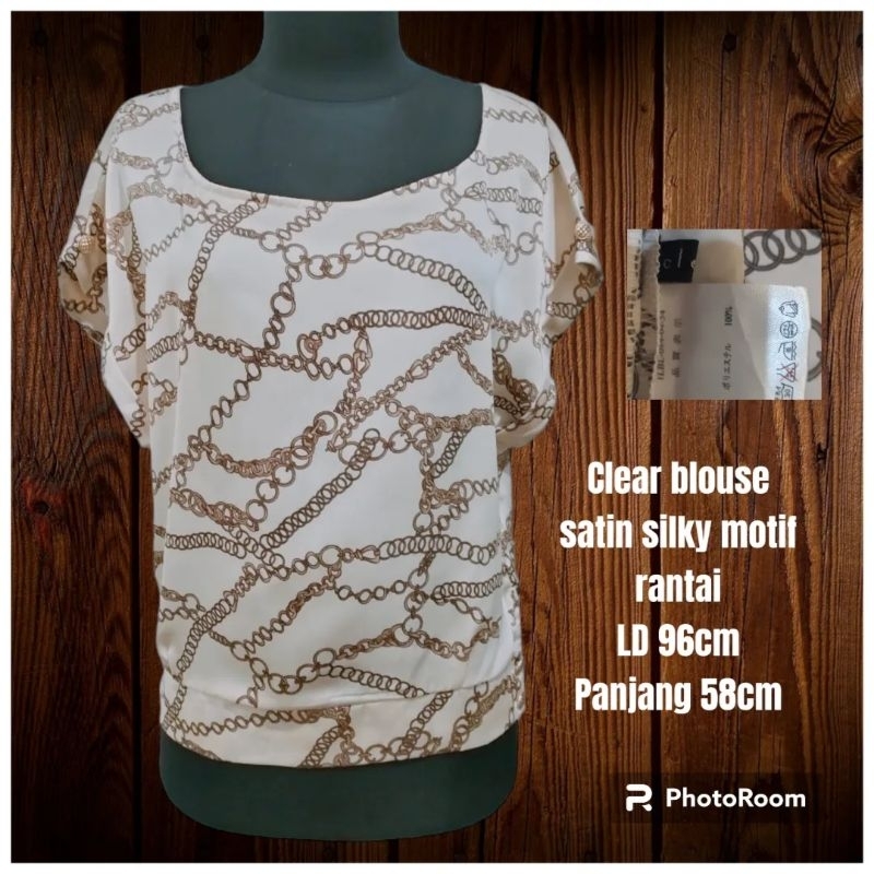 Clear blouse wanita satin silky motif rantai
