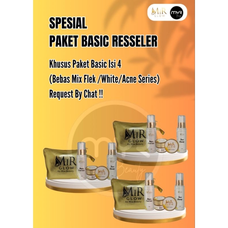 Paket Reseller Mirglow Skincare Basic Isi 4 Free Gift Random - MYR beautyshop
