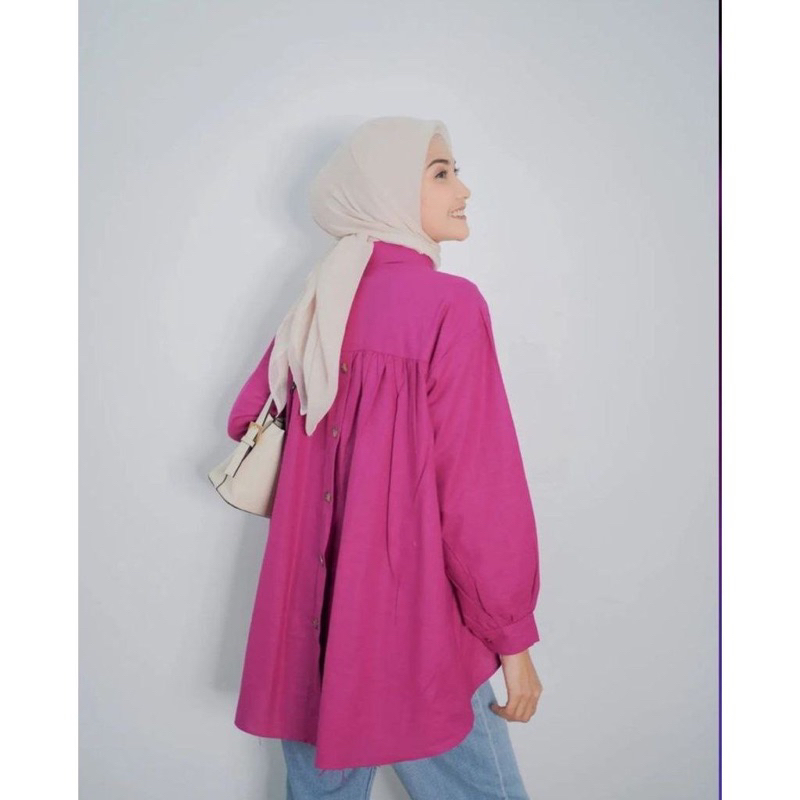 RIKA TOP BLOUSE LINEN RAMI KANCING BELAKANG by kekulot.id