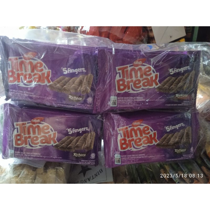 Nabati time break 5 fingers, wafer salut coklat 1000 (20x16gr)