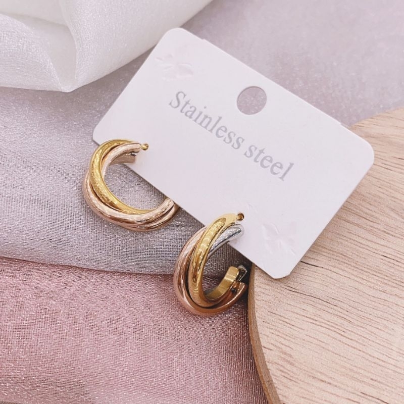 Anting Titanium Asli Premium Quality Anti karat anti alergi Stainless steel anti karat anti alergi Anting Premium Quality At77293