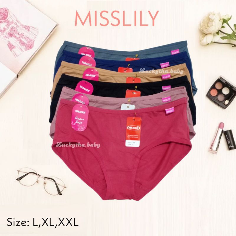 6pcs- CD wanita MISSLILY 1389 midi super soft / CD misslily 1389 / celana dalam perempuan midi super soft misslily terbaru