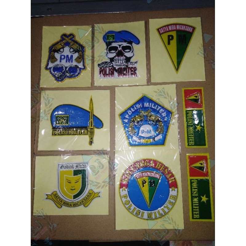 Stiker embos timbul pm polisi militer plat nomor motor mobil