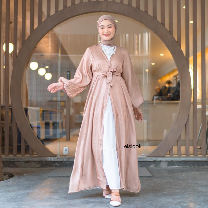 kilau outer shimmer silk (READY STOK) dress shimmer sd oot kondangan lebaran preweding dress outer abaya shimmer dress outfit lebaran 4 look medina abaya jey abaya outer
