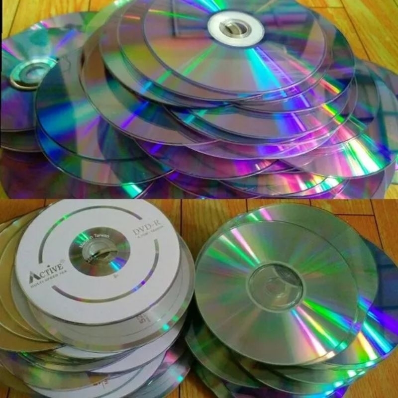 JUAL KEPINGAN CD KASET JADUL UNTUK PRAKARYA  KERAJINAN TANGAN PERKEPING VCD KASET DVD BEKAS