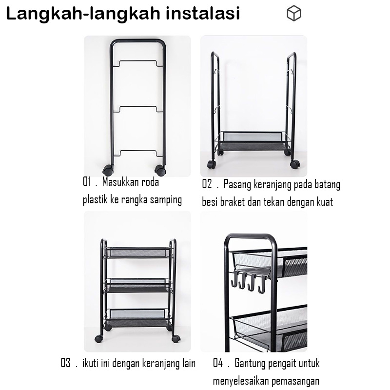 Rak 3 Susun Serbaguna Rak Besi Keranjang Jaring Penyimpanan Buah Sayuran 3 Tingkat Praktis &amp; Hemat Ruang Termurah V3B1 Megahomedecor