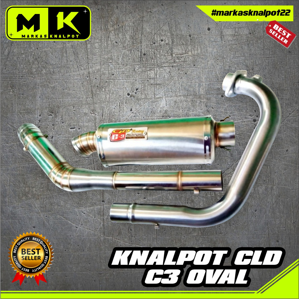 KNALPOT RACING CLD C3 OVAL VIXION R15 BISON GSX DLL.KNALPOT CLD KNALPOT BERKUALITAS