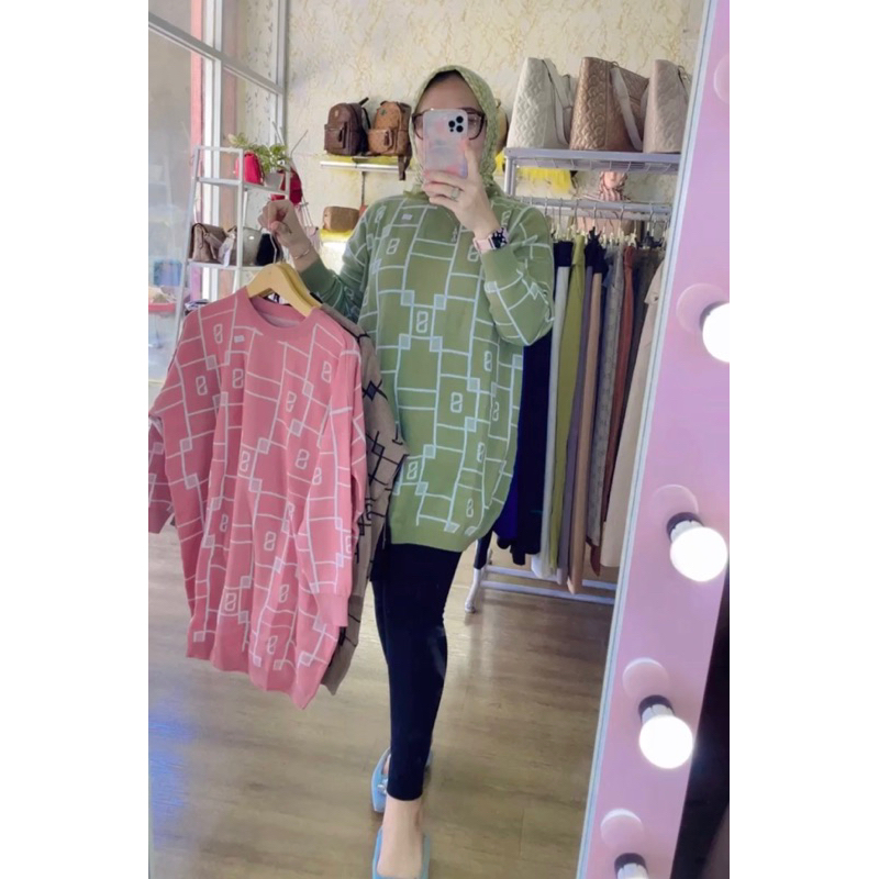 atasan knit oversize // tunik import