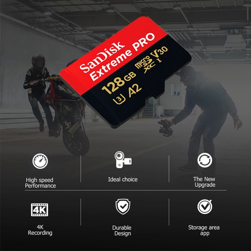 SanDisk Extreme PRO memory card hp 8/16/32/64/128/256/512gb  kartu memory card A2 Kelas10  UHS-I U3 170MB/s original micro sd card