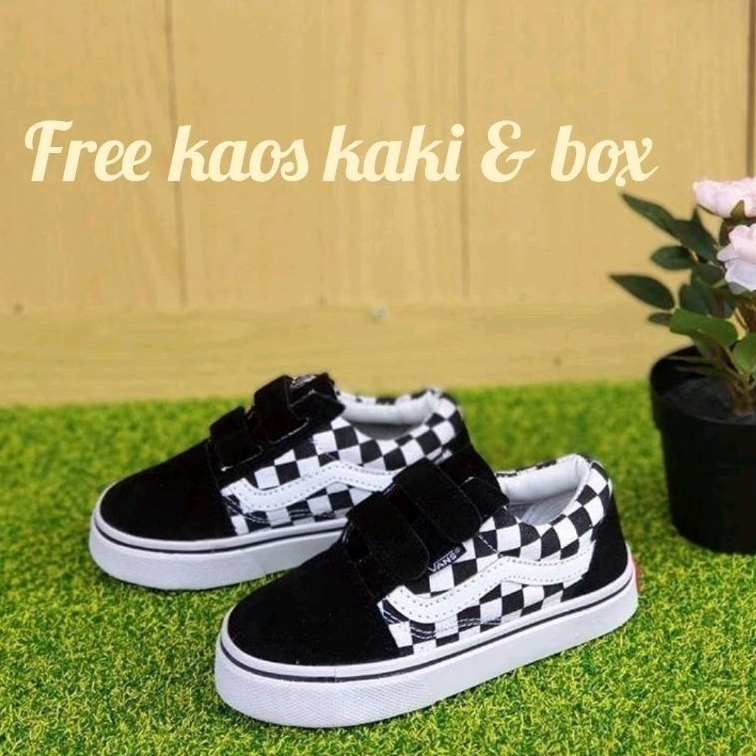 Sepatu Vans Anak Motif Catur Premium Sepatu Sneakers Anak Laki Laki Perempuan Checkerboard Grade Original