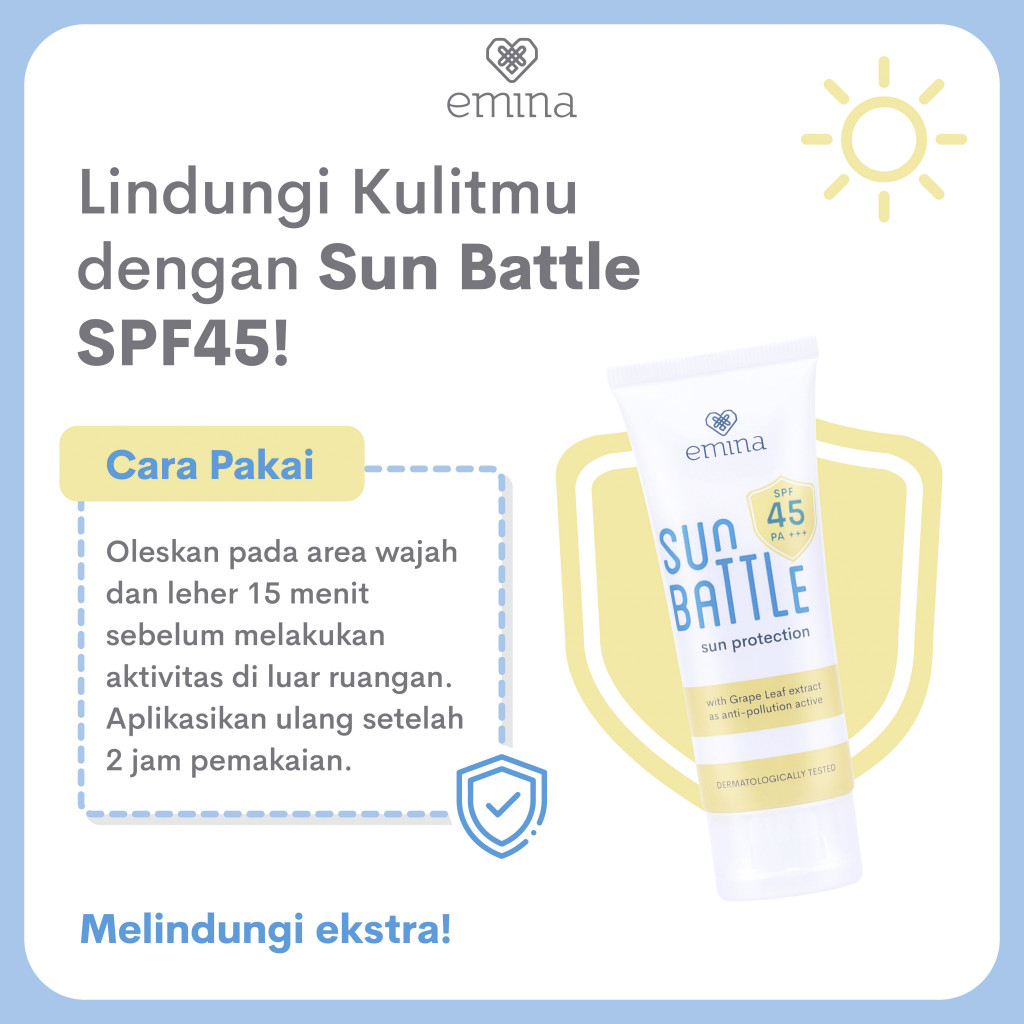 ✨ AKU MURAH ✨ Emina Sun Battle SPF 45 PA+++  / Skincare Sunblock Pelindung dari Sinar Matahari + UV